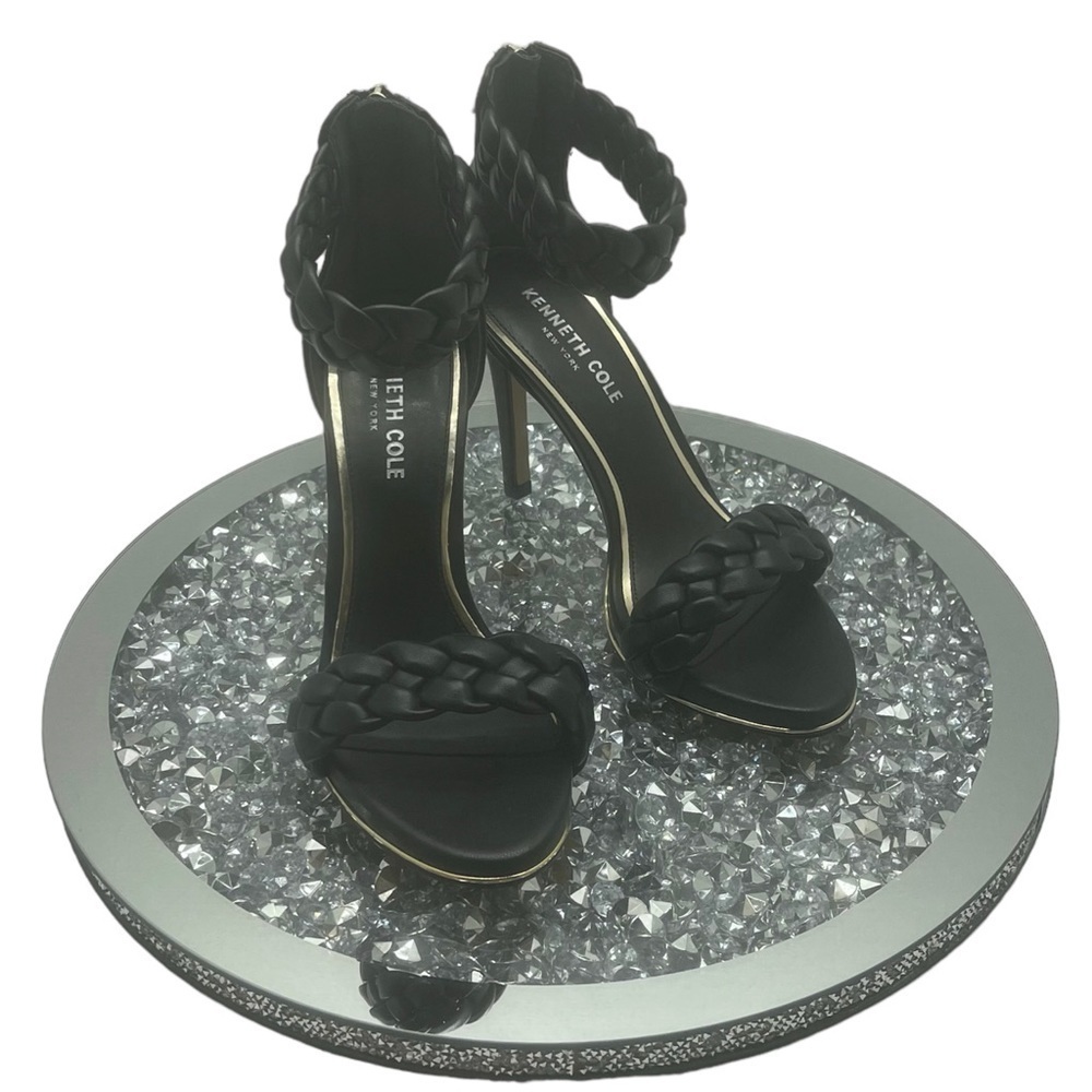 Kenneth Cole New York Brooke Leather Braided Womens BLK Heels SZ 6 NEW MSRP $125